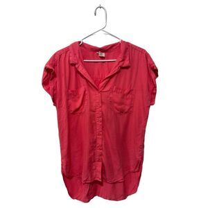 Harper Heritage Salmon Pink Button Front Collared Lyocell Soft Blouse Size S